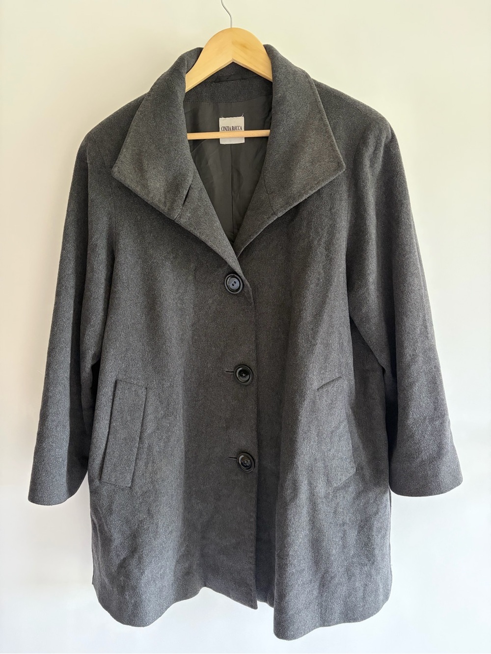 Cinzia Rocca Due Grey Wool & Angora Pea Coat
